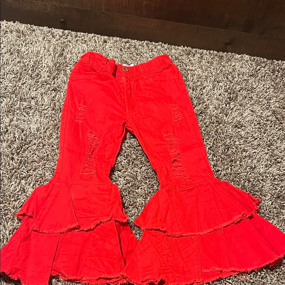 Bella Breeze Red Bell Bottoms - 3T